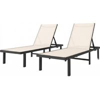 Conjunto de 2 Tumbonas Reclinables con Ruedas Respaldo Ajustable 4 Niveles Estructura de Aluminio Tela Textilene Beige