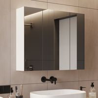 Armoire de Toilette, Miroir Mural Salle de Bain avec étagère Réglable, Blanc, 70x60x16cm