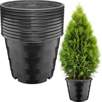 Garronda x10 Pots de Pépinière Ronds en Plastique Ø39 x 31 cm (25L) - Pot Semis Robuste avec Drainage Repiquage Pot de Fleur Exterieur Grande Taille et Culture de Conifères Serre Jardin GD-0205 Noir