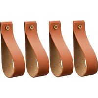 Lot de 4 sangles de tringle à rideaux en cuir à fixation murale pour salle de bain, cuisine, chambre à coucher, marron