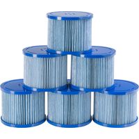 AREBOS Pool Filter 6 x Filter Cartridges Spa Whirlpool Antimicrobial Filter Blue