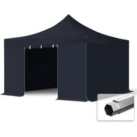 4x4 m Faltpavillon PROFESSIONAL Alu 40mm, Seitenteile ohne Fenster, schwarz