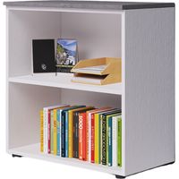 Mueble de oficina de dos compartimentos con encimera, color Cemento, 87x90x45cm