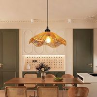 Suspension en rotin style vintage – 220 V, culot E27, lumière chaude – Idéale pour salle à manger et salon