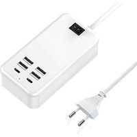 Pair Chargeur USB C, chargeur USB 6 ports, 2 ports USB-C + 4 ports USB-A, chargeur multi-USB.
