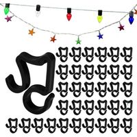 BUNTHAUS (Noir) 100 PCS Attache Guirlande Gouttiere Plastique, Cintres de Décoration d'Arbre, Mini Crochet Guirlandes Noël, Clips Lumière de Noël pour Arbre de Noël, Gouttière de Toit, Boules de Noël