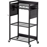 Mophorn Werkzeugwagen mit 4 Ebenen, Tragkraft 68 kg, rollbarer Bohrerhalter & stabiles Lagerregal, Montagewagen für Werkstatt und Garage, schwarz, 560x350x970 mm