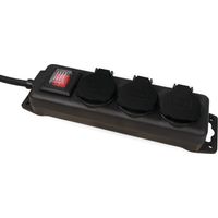 Multiprise MCPOWER, 3 prises, interrupteur, IP44, extérieur, noir