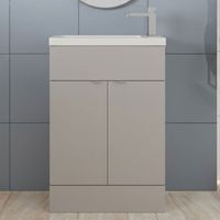 Hudson Reed Fusion Compact Vanity Unit with Basin 600mm Wide - Pebble Grey