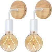 Goeco – Applique murale intérieure rétro en bois et métal – Lot de 2 – Compatible ampoules E27 – Éclairage 220V pour salon et chambre