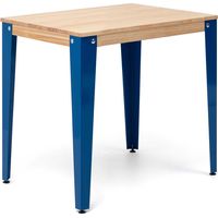 Mesa Lunds Cuadrada 90x90x75cm Azul en madera maciza de pino acabado natural estilo nórdico industrial Box Furniture