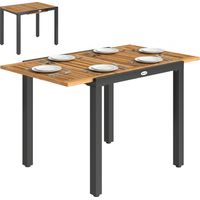 Mesa de Jardín Extensible 120/80x70 cm Estructura de Acero y Tablero de Acacia para 4-6 Personas Natural