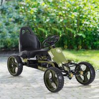 Voiture à pédales de type karting avec frein à main, véhicule pour enfants, voiture à pédales avec siège réglable, convient aux enfants de 3 ans et plus, verte, 105 x 54 x 61 cm