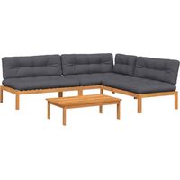 Salon palette de jardin avec coussins 4pcs Mobilier de jardin bois d'acacia massif