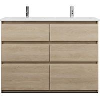 burgbad Lin20 double lavabo en céramique Blanc brillant avec