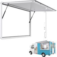 VEVOR Concession Window 152x92 cm, Aluminum Alloy Frame Service Window for Food Truck, Up to 85 Degrees Stand Serving Window with Awning Door and Drag Hook, Rainwater Resistant for Concession Trailer
