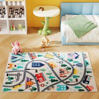 Tapis autoroute motif polaire douce coloré facile d'entretien fond blanc 100x150cm