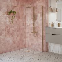 Signature Icon Brushed Bronze Wet Room Screen 500mm Wide - 8mm Glass