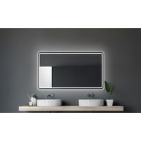 LED Badspiegel TALOS black Moon 120x70 cm - Badezimmerspiegel mit Beleuchtung - feuchtwassergeeignet durch Aluminiumrahmen - Licht-Farbe Neutralweiß