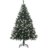 Künstlicher Weihnachtsbaum, 676 Zweige, 41 Zapfen, verschneite Spitzen, feuerfest, 180 cm