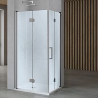 Porta nicchia doccia pieghevole modello edera cristallo temperato 6 millimetri misure 77-80xh195 cm stampato - confezione 1
