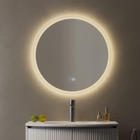 HOROW Espejo de baño LED redondo, antivaho, regulable, función de memoria, con botón táctil inteligente -60 cm u 80 cm de diámetro