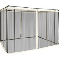Zanzariera per Gazebo Tende di Ricambio Universale con Cerniere, 302x207cm - Nero e Beige