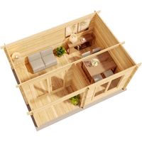 Alpholz Gartenhaus Modell Orkus-44 Petite Gartenhaus aus Holz in Pinie, Holzhaus mit 44 mm Wandstärke inklusive Terrasse, Blockbohlenhaus mit Montagematerial