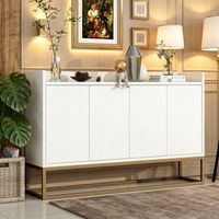 JOOKGBD-Credenza,Mobile da Cucina con 4 Ante,Mobile da Giorno,Comò,Mobile TV,Credenza Bassa Mobili da Giorno,per Cucina,Corridoio,Soggiorno,Bianco
