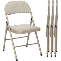 Sillas plegables tapizadas lino sintético acero respaldo beige 45x46x78 cm