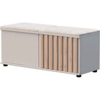 Meuble à chaussures Taupe cachemire /Chêne- Wotan banc avec assise rembourée et façade à lattes -100x37x42cm