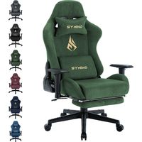 Symino Chaise Gaming Ergonomique et Fauteuil Gamer avec Repose-Pieds Télescopique Coussin à Ressorts, Support Lombaire et Hauteur Réglable 201kg (Faux Daim)