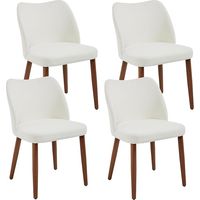 CHAIRUS Dining Charis 4Pcs in Linen Retro Rustic Kitchen Chirs with Wood Legs for Living Room Restaurant, White