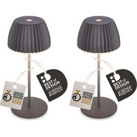 Briloner RIFFLE MINI 2er Set LED Tischlampe kabellos, Touch, Dimmbar, German Design Award Winner 2025, Anthrazit, Ø8,5 x 20 cm