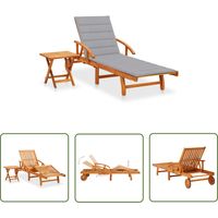 Bain de soleil avec table et coussin - Chaise de jardin Transat de jardin Bois d'acacia BV959933 - BonneVie