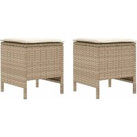 Garden Footstool 2 Piece Beige and Cream 38 x 38 x 45 cm vidaXL