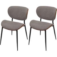 Lot de 2 chaises de salle à manger HWC-O45 bois courbé Tissu (370g/m2) ko-Tex MVG-certifié - aspect noyer gris clair
