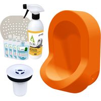Urinario de pared TI'PI naranja sin agua + kit de válvula de pico de pato + paquete de mantenimiento