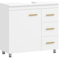 3 - Drawer Bathroom Under - sink Cabinet with 3 - Tier Cupboard and Soft Close, Space - Saving U - Shaped Under - sink Cabinet for Sinks with and Without Pedestal, 70x30x65cm, White