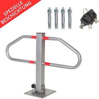 Melko – Barrière de parking pliable en acier avec 3 clés – Revêtement en poudre pour extérieur – Bandes réfléchissantes pour visibilité nocturne