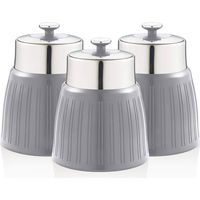 SWAN SWKA1024GRN Retro Set 3 Boîtes de Rangement Cuisine 1,2L Hermétiques pour Pâtes Riz, Vintage Gris