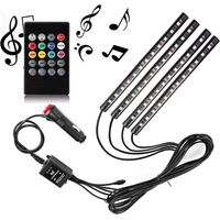Strisce Led Auto Interni RGB Luci Vano Piedi Accendisigari Telecomando 12v 529