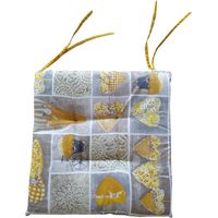Cuscino Coprisedia 4 PUNTI imbottito con laccetti COUNTRY giallo 2 pezzi