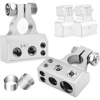 Jeu de bornes de batterie avec 2 couvercles transparents et joints pour rénovation d'autoradio, argent