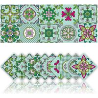 BEBUSINGOTO 20 Stück Fliesenaufkleber für die Küche, selbstklebende Wandfliesen, Badezimmeraufkleber, Wanddekorationsaufkleber, PVC, wasserdicht, Mosaik, Retro-Stil (10 x 10 cm, grün)