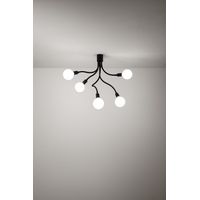 Plafonnier 6680 En Caoutchouc Noir, Design Moderne Avec 5 Lumières E27, Diamètre 39 Cm Et Hauteur 81 Cm Pour Éclairage D'Intérieur Par Perenz