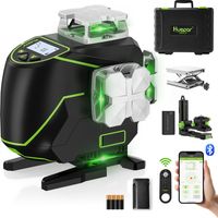 Huepar – Niveau laser auto-nivelant 4x360° – Écran LCD – Bluetooth – Faisceau vert pour carrelage – Télécommande incluse