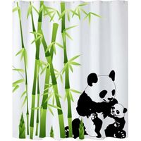 180X180cm Waterproof, Washable and Mildew Resistant Shower Curtain for Bathroom - with 12 Hooks, Polyester, panda