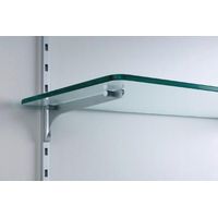 Console pour étagère en zamak finition chromé satiné – Longueur 200 mm – Équipée de 2 caoutchoucs anti-dérapants – Pour tablettes bois et verre – Sofadi