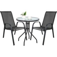 Table îlot ronde 60 cm + 2 chaises Sofia gris foncé